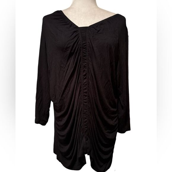 Avenue Black Gathered  Front Top Plus Size 18/20 3/4 Length Sleeves - Picture 1 of 5